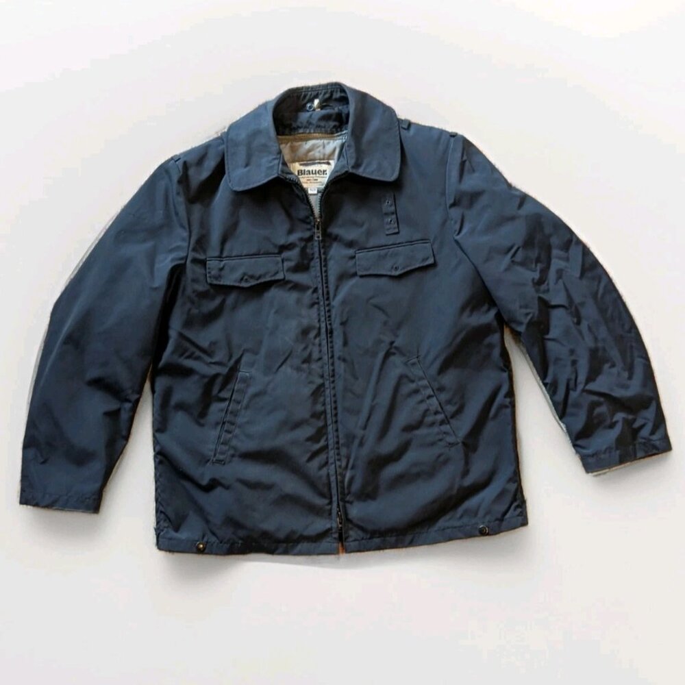 Vintage Blauer Police Duty Jacket XL Zip-Out Thinsulate Liner USA Made-Blue Coat